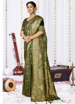 Sattin Silk Green Wedding Wear Weaving Saree